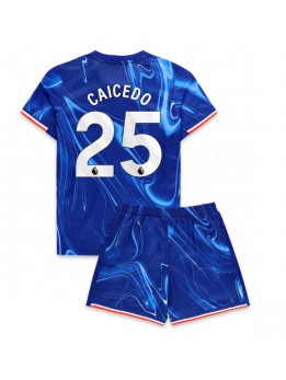 Chelsea Moises Caicedo #25 Heimtrikotsatz für Kinder 2024-25 Kurzarm (+ Kurze Hosen)